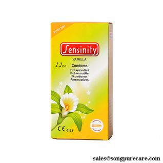 Sensinity Vanilla Condoms Dotted-Ribbed Flavored for Sweet Intimate Delight