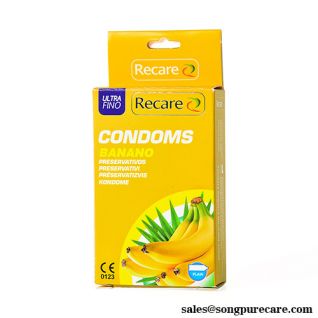 Banana Flavor Condom Classic Plain Design for Sweet Natural Intimacy